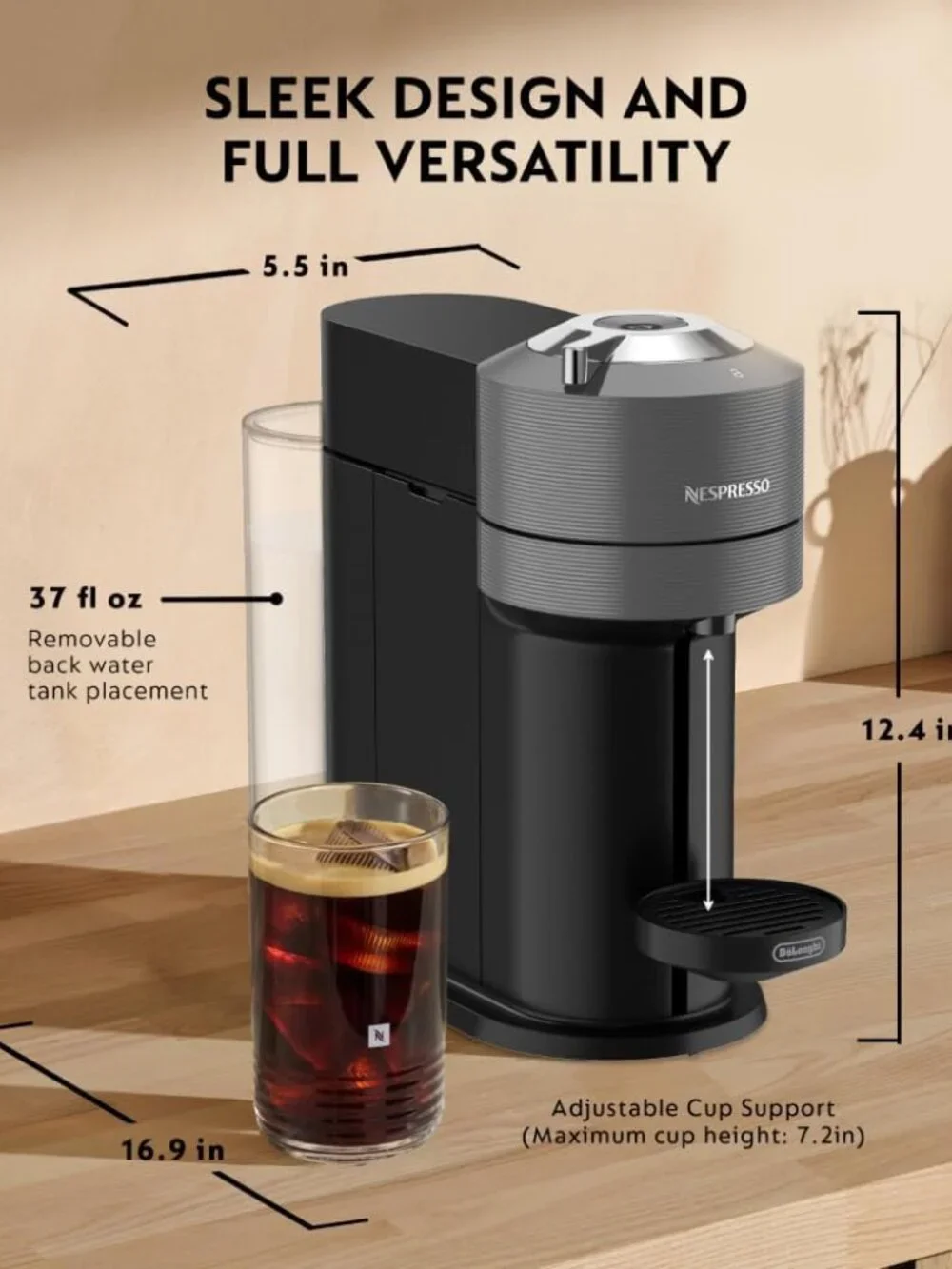 Nespresso - Vertuo Next Premium Coffee and Espresso Maker, 120V - Gray
